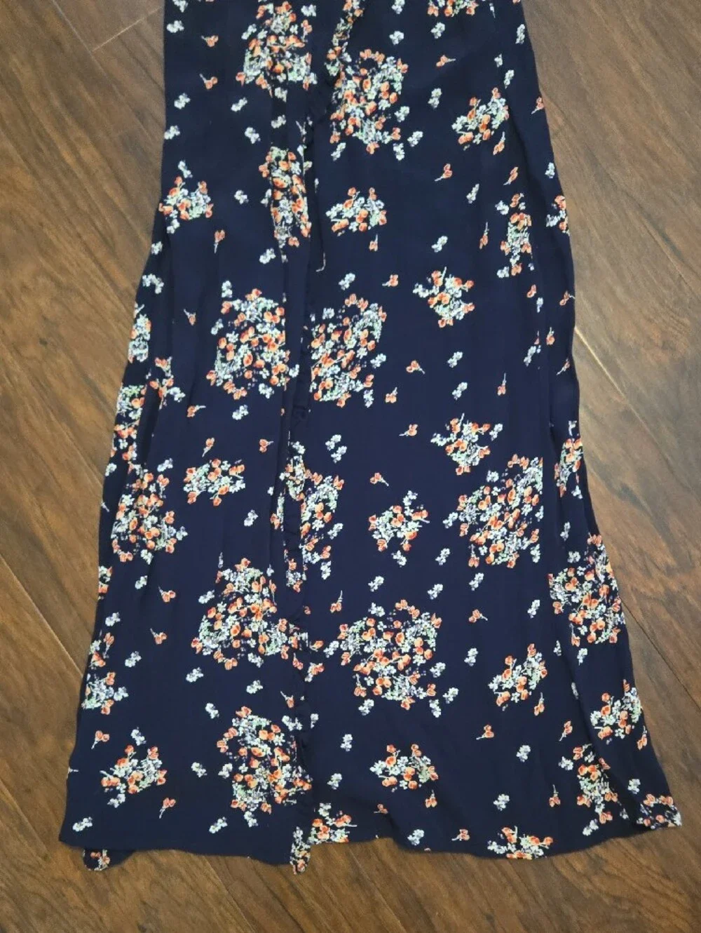 ​byTiMo Navy Blue Floral Short Flutter Sleeve Midi/Maxi Dress Sz XS_096